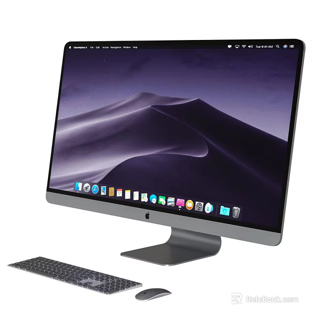 Sleek All in One Desktop Computer With Natural Landscape Screen And Wireless Keyboard 3d model 