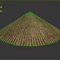 Traditional Bamboo Woven Conical Hat Daily Life Item With Brown Striped Texture