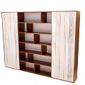 Wooden Bookcase With Double Light Wood Grain Doors And Multiple Open Shelves