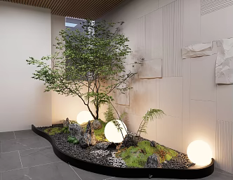 New Chinese Zen Hall Micro Landscape Plants 3d model