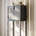Elegant Modern Entryway Side Cabinet With Wooden Door And Black Metal Frame