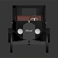 Vintage Black Classic Car With Red Interior And Gold Spoke Wheels