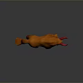 Orange Mythical Creature 3D Character With Red Horns White Claws And Fur