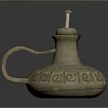Ancient Ceramic Sculpture With Intricate Carved Patterns Decorative Handle And Ornate Top Design