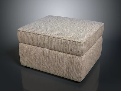Taupe Woven Fabric Ottoman with Square Design for Modern Living Room Decor 3d model