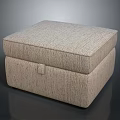 Taupe Woven Fabric Ottoman with Square Design for Modern Living Room Decor