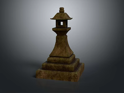 Traditional Japanese Stone Lantern With Pagoda Top Hollow Middle And Tiered Base 3d model
