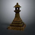 Traditional Japanese Stone Lantern With Pagoda Top Hollow Middle And Tiered Base