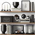 Elegant Decorative Ornament Set With Shelves Books Mirrors And Sculptural Pieces