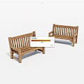 Pair of Solid Wooden Outdoor Leisure Chairs with Slatted Back and Seat Design