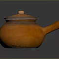 Ceramic Orange Teapot with Lid and Spout on Dark Reflective Surface 3d model