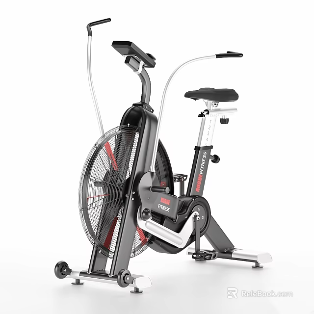 Modern Black Red Exercise Bike With Fan Resistance For Home Gym Workout 3d model 