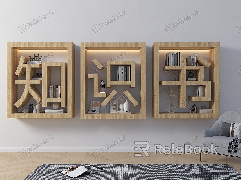 Bookshelf Storage Rack Text Bookshelf Storage Rack Wall Bookshelf Creative Bookshelf Text Wall Decorative Rack model