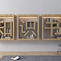 Bookshelf Storage Rack Text Bookshelf Storage Rack Wall Bookshelf Creative Bookshelf Text Wall Decorative Rack 3d model