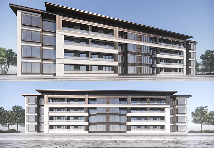 New Chinese-style Residential Building Multi-storey Residence 3d model