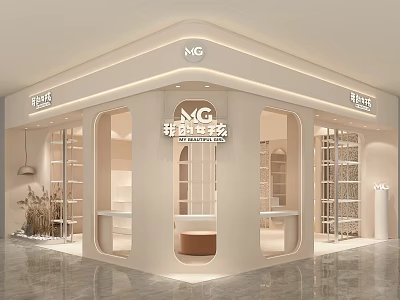 Elegant Modern Clothing Store Interior Design With Glass Windows Display Racks And Soft Lighting 3d model
