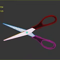 Sharp Open Scissors With Black Handles And Silver Blades On Gray Background 3d model