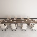 Modern Minimalist Conference Room Interior With Long Table And White Chairs