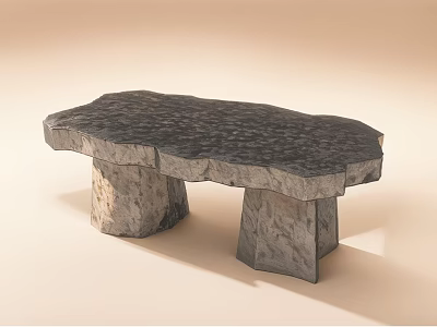 Natural Stone Leisure Chair With Irregular Shape And Gray Textured Surface 3d model
