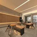 Stylish Modern Bubble Tea Shop Interior Design With Wooden Walls Long Tables And Green Plants