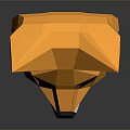 Low Poly Fox Head Design With Orange Fur And Dark Red Ears On Gray Background