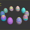 Colorful Patterned Easter Egg Decorative Ornament Set for Home Decoration