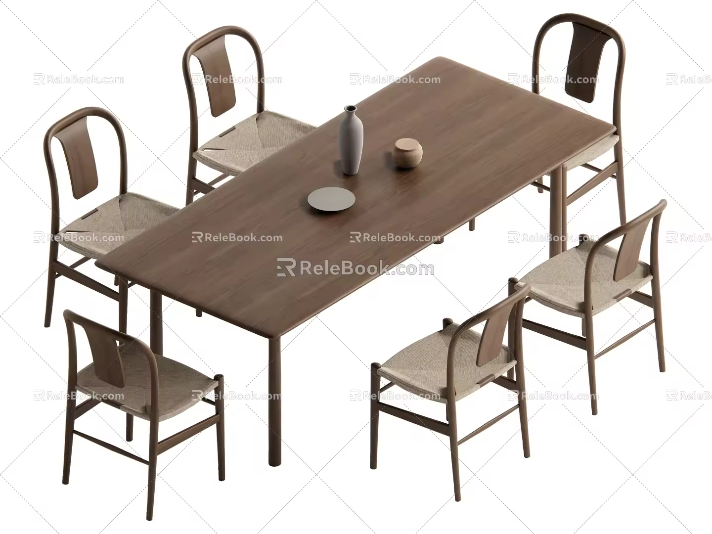 Wind dining table and chair combination 3d model