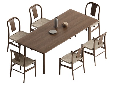 Wind dining table and chair combination model