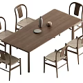 Wind dining table and chair combination 3d model