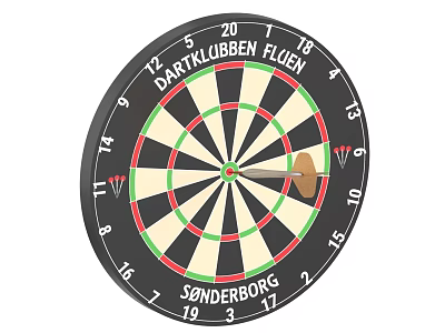 Classic Dartboard with Centered Dart for Indoor Board Game Entertainment and Numbered Sections 3d model