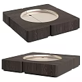 Modern Dark Wood Coffee Table With Metallic Circular Top And Modular Design 3d model