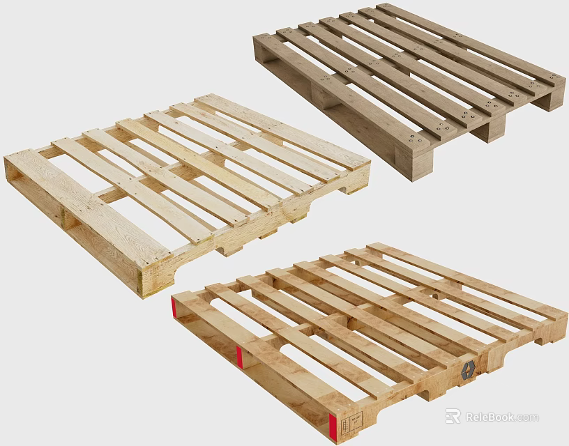 Industrial Wooden Pallets As Heavy Duty Logistics Equipment For Storage And Transportation 3d model 