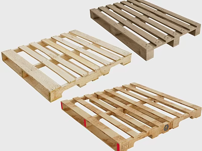 Industrial Wooden Pallets As Heavy Duty Logistics Equipment For Storage And Transportation 3d model