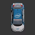 Intel Tirestone Blue White Red Racing Car With Rear Wing And Body Design