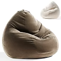 Cozy Brown and White Velvet Bean Bag Chair for Living Room Seating