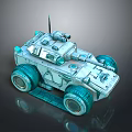 Detailed Armored Vehicle Model With Large Wheels Antenna And Weapon Turret
