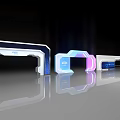 Modern Tech Inspired Illuminated Door Arches With LED Lighting And Reflective Surfaces 3d model