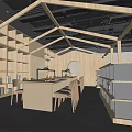 Library open reading area 3d model