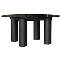 Modern Black Round Dining Table With Four Cylindrical Legs Design 3d model