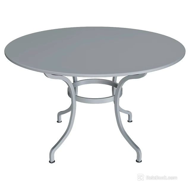 Round Dining Table With Curved Metal Legs And Modern Minimalist Design 3d model 