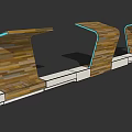 Modern Pergola Design Featuring Curved Wooden Structure With Striped Planks And White Base