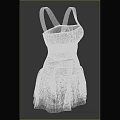 Stylish White Knitted Camisole Top With Black Pleated Skirt And Button Detail