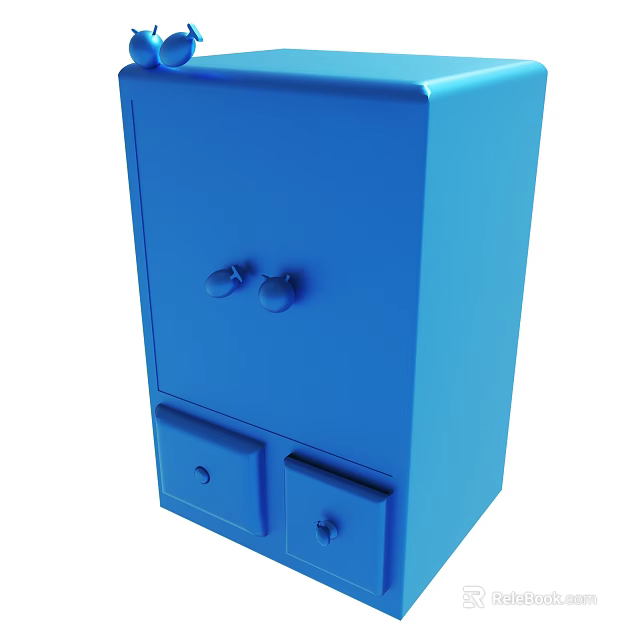 Blue Storage Cabinet With Two Knobs And Two Drawers Design 3d model 