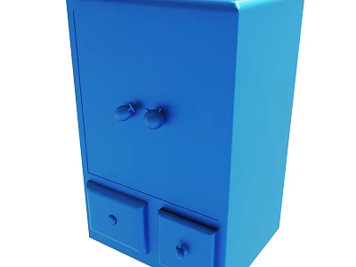 Blue Storage Cabinet With Two Knobs And Two Drawers Design 3d model