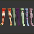 Colorful Knee High Socks With Striped And Patterned Designs For Everyday Use 3d model