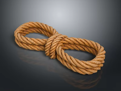 Durable Brown Rope With Practical Knot For Daily Household Use 3d model