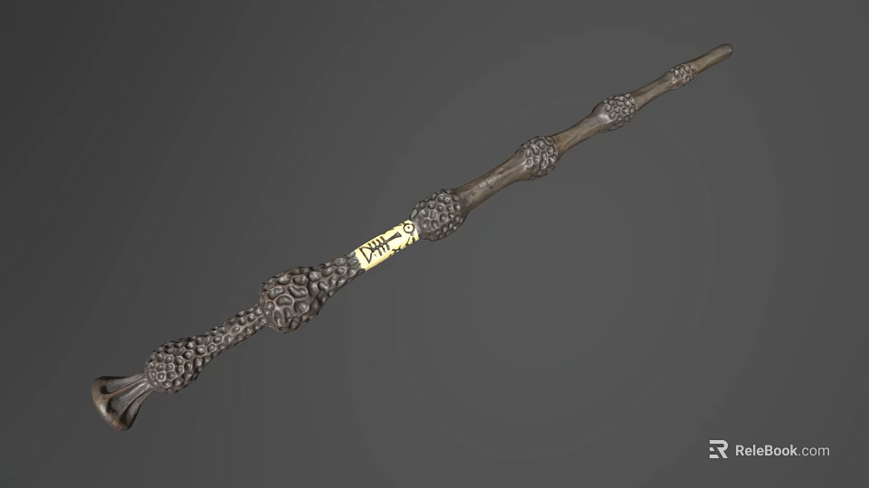Intricate Handcrafted Magic Wand With Detailed Carvings And Decorative Design Elements 3d model 
