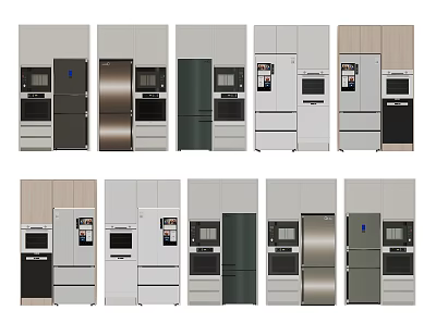 Modern Refrigerators Freezers With Different Styles Colors And Sleek Contemporary Designs 3d model