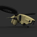 3D Model Military Weapon With Beige Black Rotor And Mechanical Aerial Combat Design