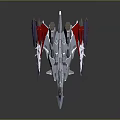 Futuristic Sci-Fi Aircraft Design With Red Silver Accents And Streamlined Wings